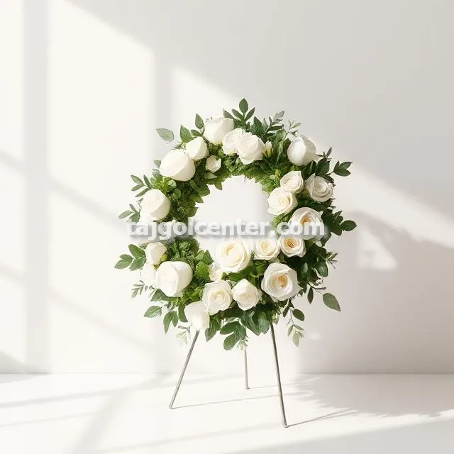 خرید و فروش تاج گل رز سفید تسلیت در تهران